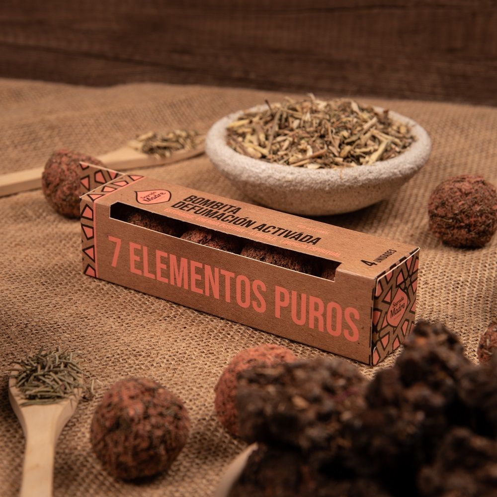 Bombita de Defumación Activada 7 Elementos Puros – Estoraque, Almizcle, Benjuí, Incienso (Olíbano), Mirra, Romero y Ruda