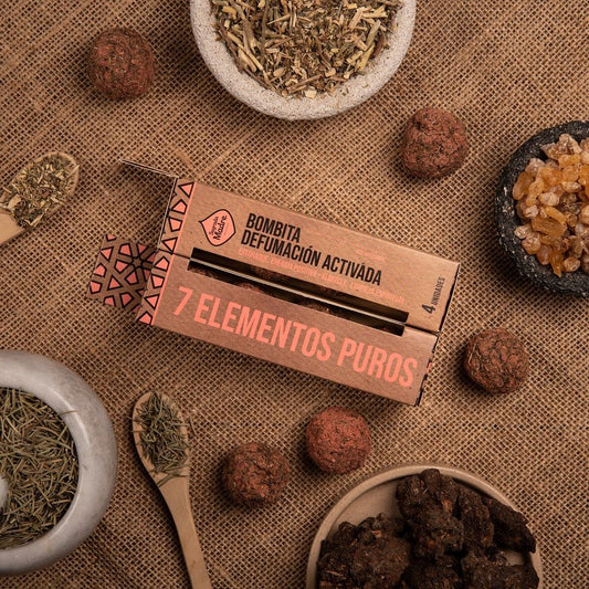 Bombita de Defumación Activada 7 Elementos Puros – Estoraque, Almizcle, Benjuí, Incienso (Olíbano), Mirra, Romero y Ruda